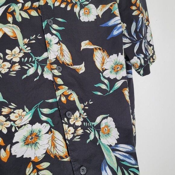 Superdry Size M Hawaiian Short Sleeve Button Up Shirt Floral Black Multicor - Picture 9 of 11